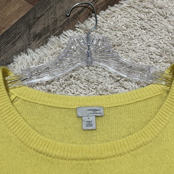 Halogen Size Large Yellow Crewneck Pullover 100% Cashmere Sweater - Picture 2 of 5